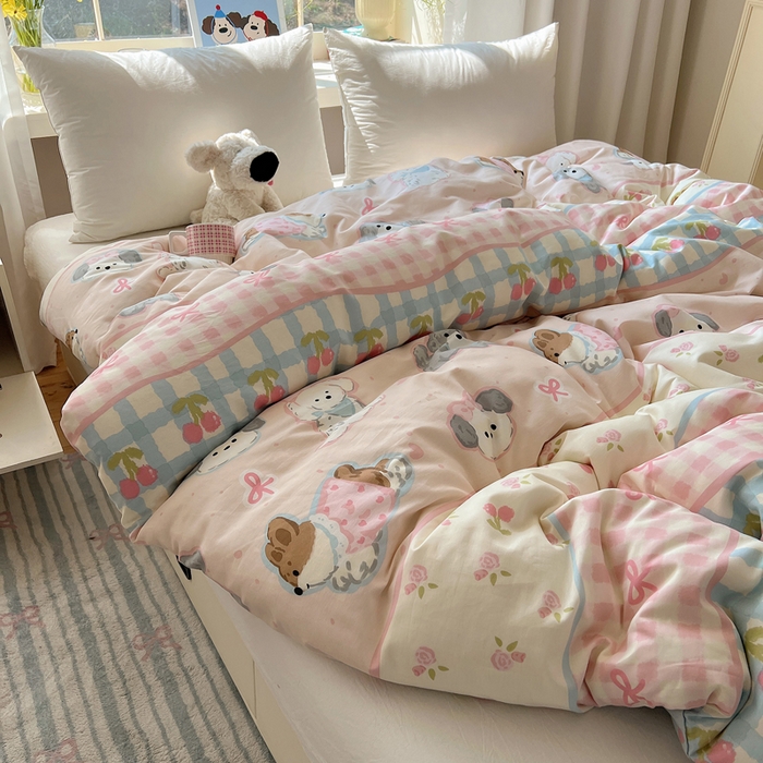 91家纺网 家纺一手货源 找家纺 六巷胡同 2026新款40支全棉13070卡通单品被套 洋气柯基崽