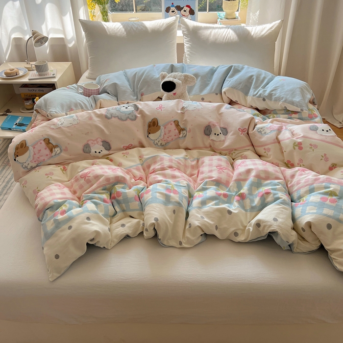 91家纺网 家纺一手货源 找家纺 六巷胡同 2026新款40支全棉13070卡通单品被套 洋气柯基崽