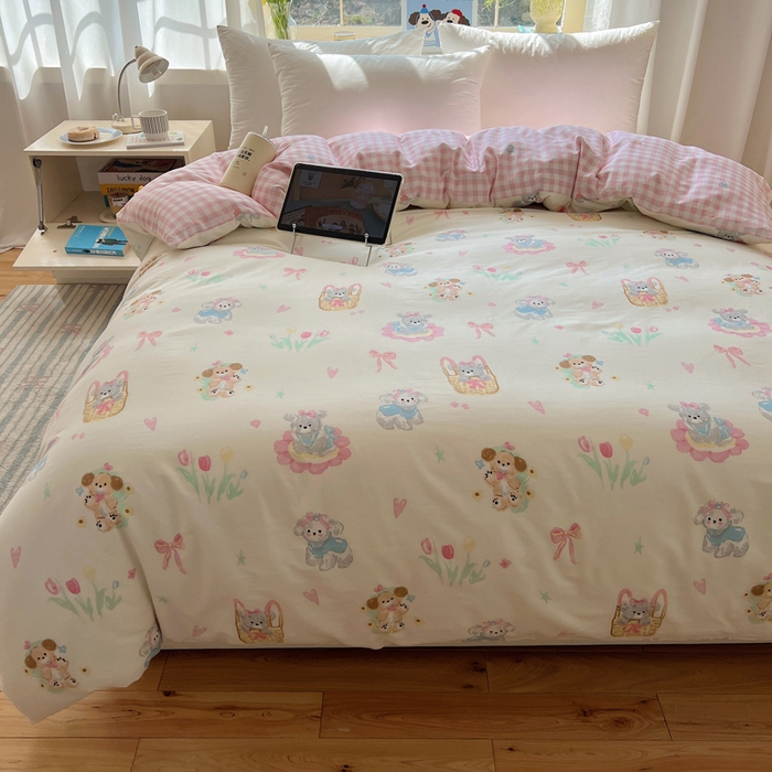 91家纺网 家纺一手货源 找家纺 六巷胡同 2026新款40支全棉13070卡通单品被套 郁金香狗狗