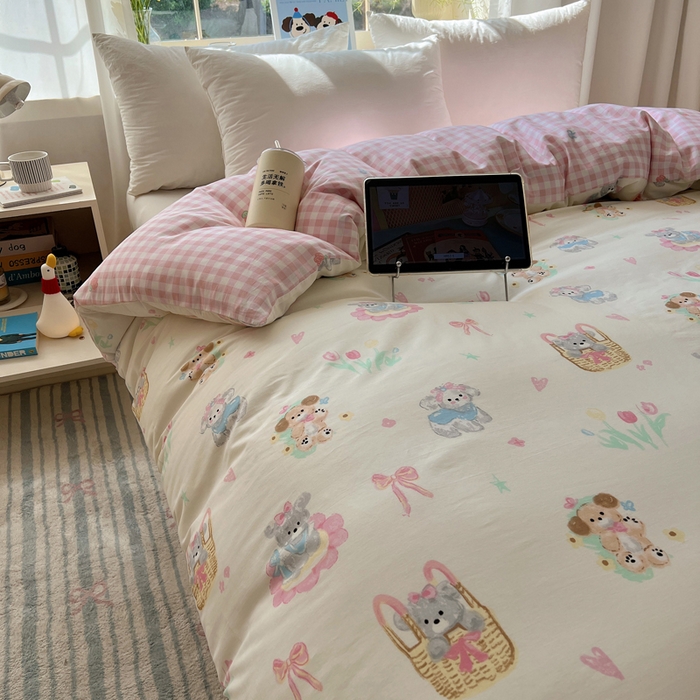 91家纺网 家纺一手货源 找家纺 六巷胡同 2026新款40支全棉13070卡通单品被套 郁金香狗狗