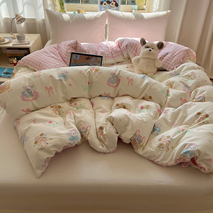 91家纺网 家纺一手货源 找家纺 六巷胡同 2026新款40支全棉13070卡通单品被套 郁金香狗狗