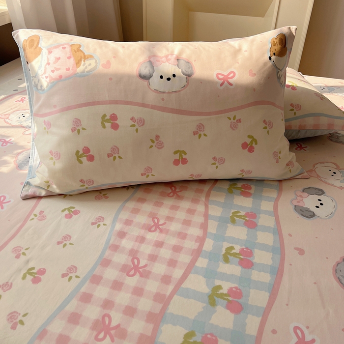 91家纺网 家纺一手货源 找家纺 六巷胡同 2026新款40支全棉13070卡通单品枕套 洋气柯基崽