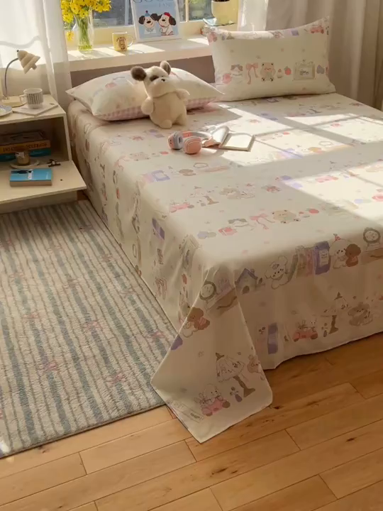 91家纺网 家纺一手货源 找家纺 六巷胡同 2026新款40支全棉13070卡通单品枕套 欢乐课堂趴