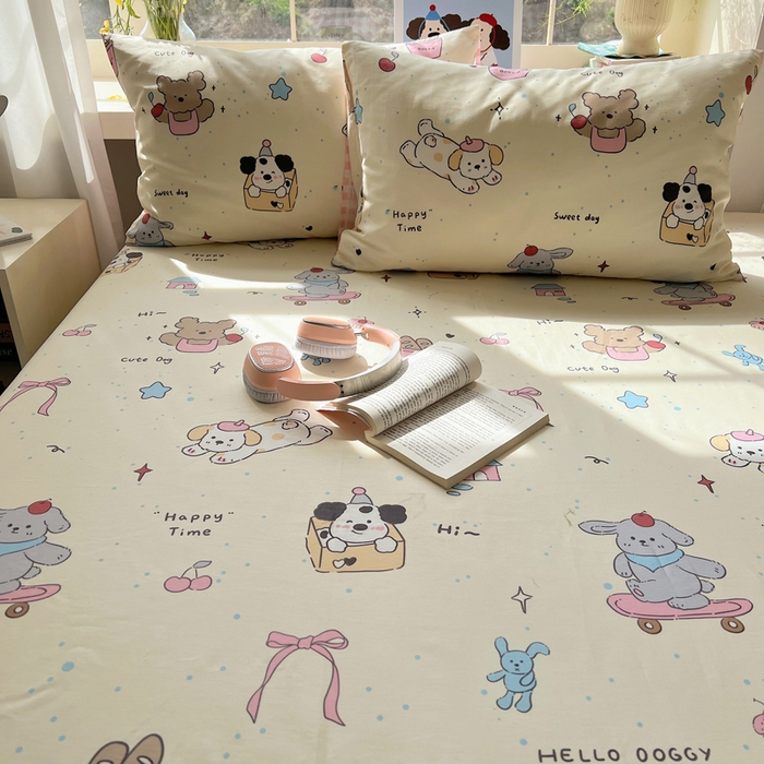 91家纺网 家纺一手货源 找家纺 六巷胡同 2026新款40支全棉13070卡通单品枕套 法棍滑板狗