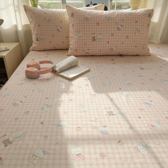 91家纺网 家纺一手货源 找家纺 六巷胡同 2026新款40支全棉13070卡通单品枕套 卡哇伊猫咪