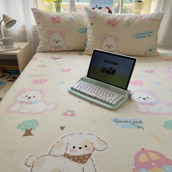 91家纺网 家纺一手货源 找家纺 六巷胡同 2026新款40支全棉13070卡通单品枕套 泡芙萌趣狗