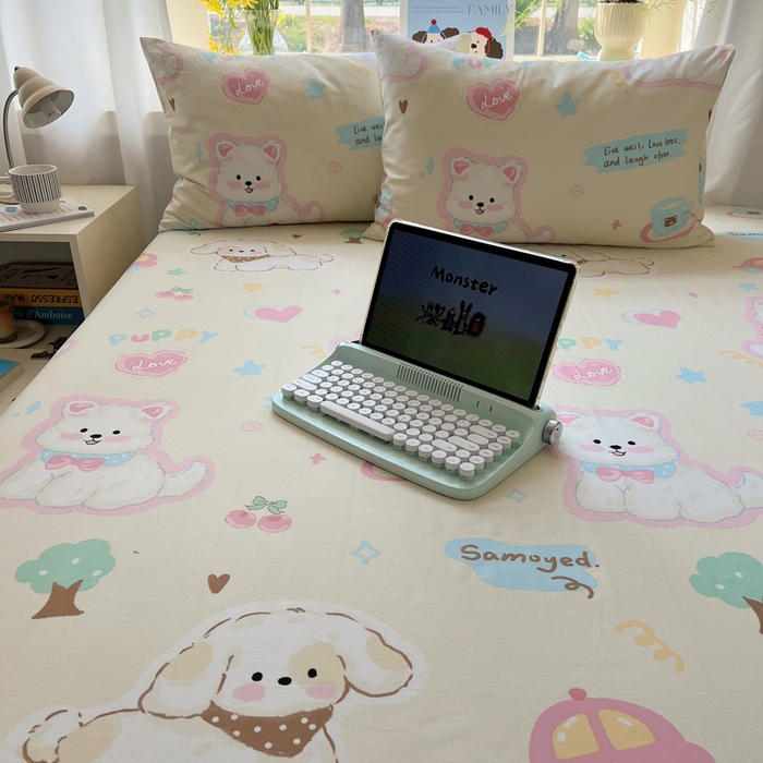 91家纺网 家纺一手货源 找家纺 六巷胡同 2026新款40支全棉13070卡通单品枕套 泡芙萌趣狗