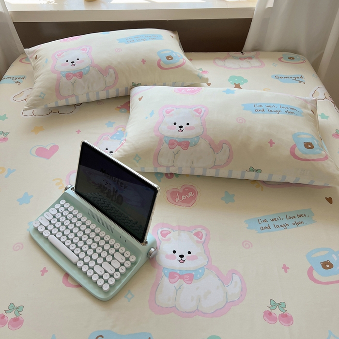 91家纺网 家纺一手货源 找家纺 六巷胡同 2026新款40支全棉13070卡通单品枕套 泡芙萌趣狗