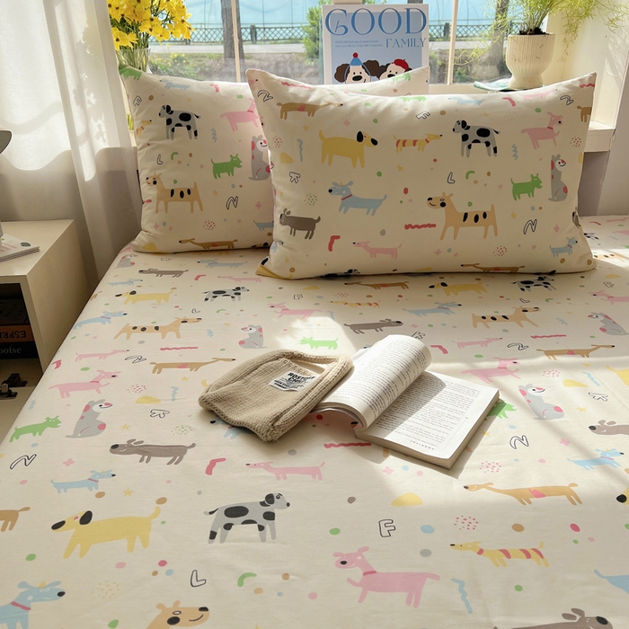 91家纺网 家纺一手货源 找家纺 六巷胡同 2026新款40支全棉13070卡通单品枕套 趣味斑点狗