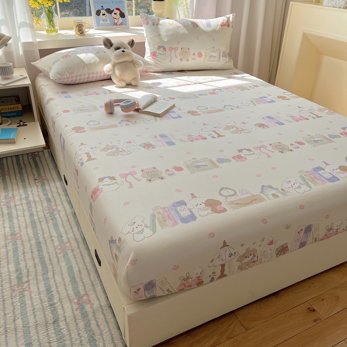 91家纺网 家纺一手货源 找家纺 六巷胡同 2026新款40支全棉13070卡通单品床笠 欢乐课堂趴