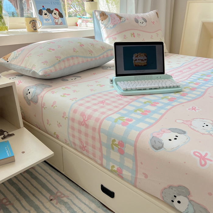 91家纺网 家纺一手货源 找家纺 六巷胡同 2026新款40支全棉13070卡通单品床笠 洋气柯基崽