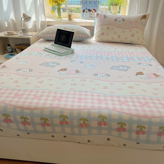 91家纺网 家纺一手货源 找家纺 六巷胡同 2026新款40支全棉13070卡通单品床笠 洋气柯基崽