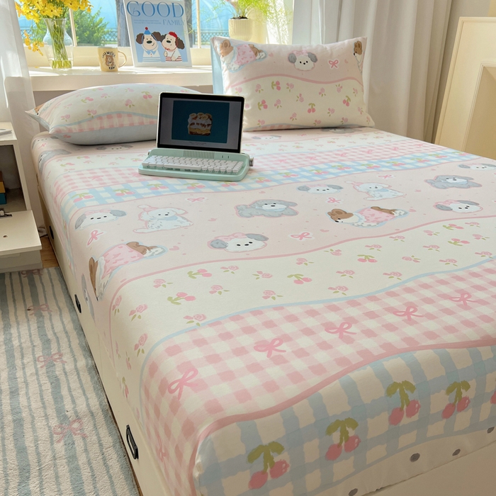 91家纺网 家纺一手货源 找家纺 六巷胡同 2026新款40支全棉13070卡通单品床笠 洋气柯基崽