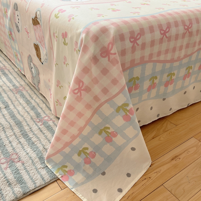 91家纺网 家纺一手货源 找家纺 六巷胡同 2026新款40支全棉13070卡通单品床单 洋气柯基崽