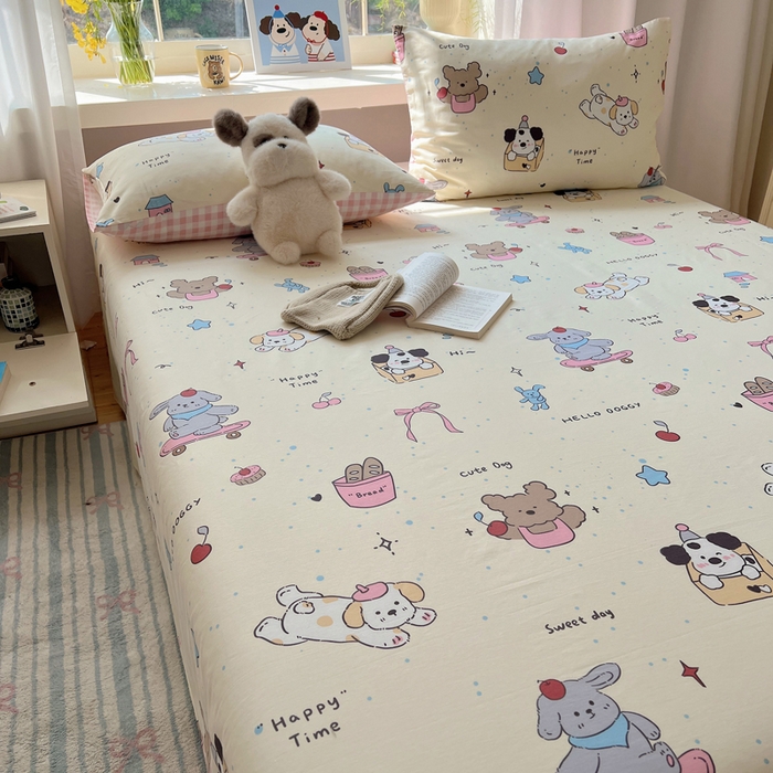 91家纺网 家纺一手货源 找家纺 六巷胡同 2026新款40支全棉13070卡通单品床单 法棍滑板狗