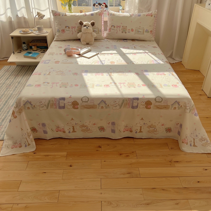 91家纺网 家纺一手货源 找家纺 六巷胡同 2026新款40支全棉13070卡通单品床单 欢乐课堂趴