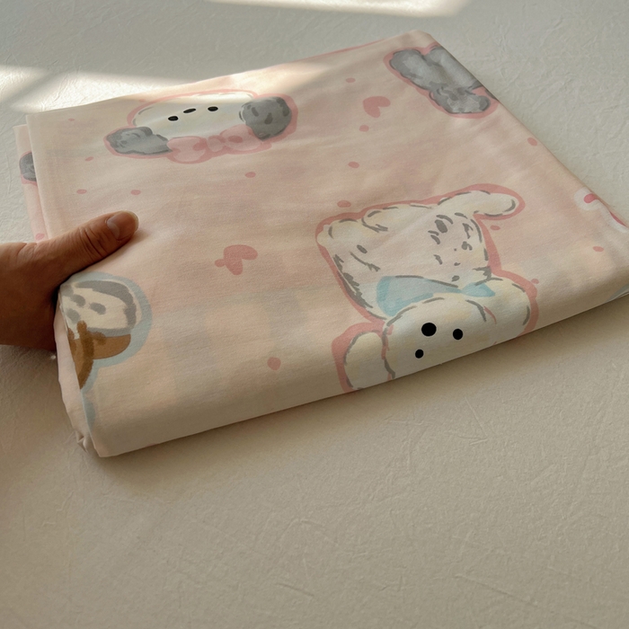 91家纺网 家纺一手货源 找家纺 六巷胡同 2026新款40支全棉13070卡通单品床单 床单叠拍图