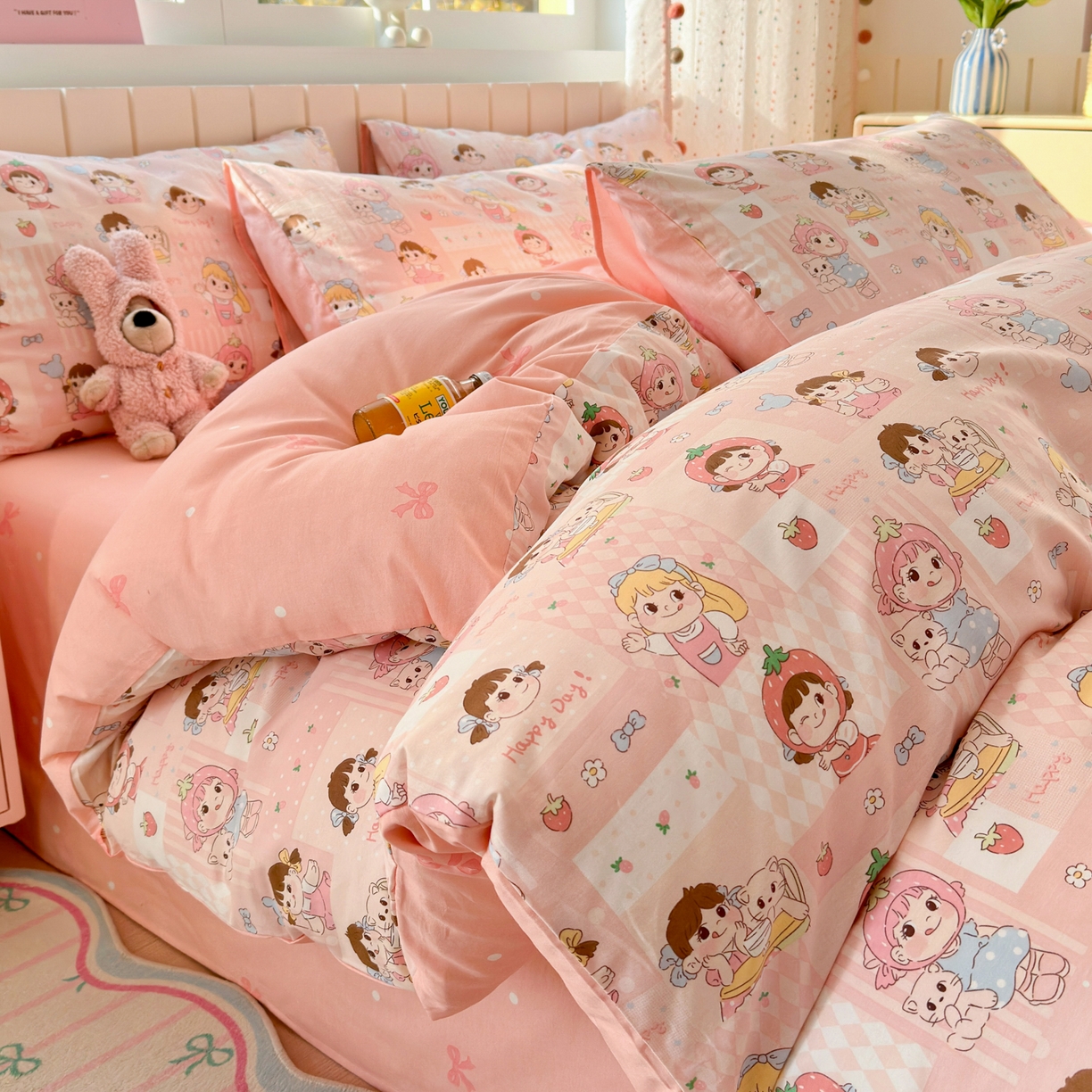 91家纺网 家纺一手货源 找家纺 （总）清雅福 2026春夏新款INS小清新40支全棉13372四件套第一批