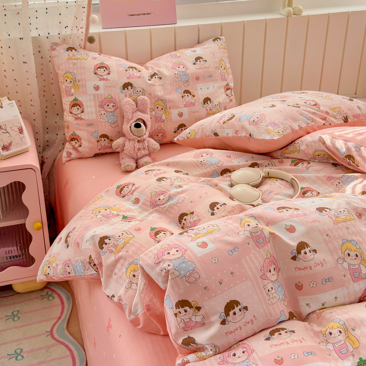 91家纺网 家纺一手货源 找家纺 （总）清雅福 2026春夏新款INS小清新40支全棉13372四件套第一批