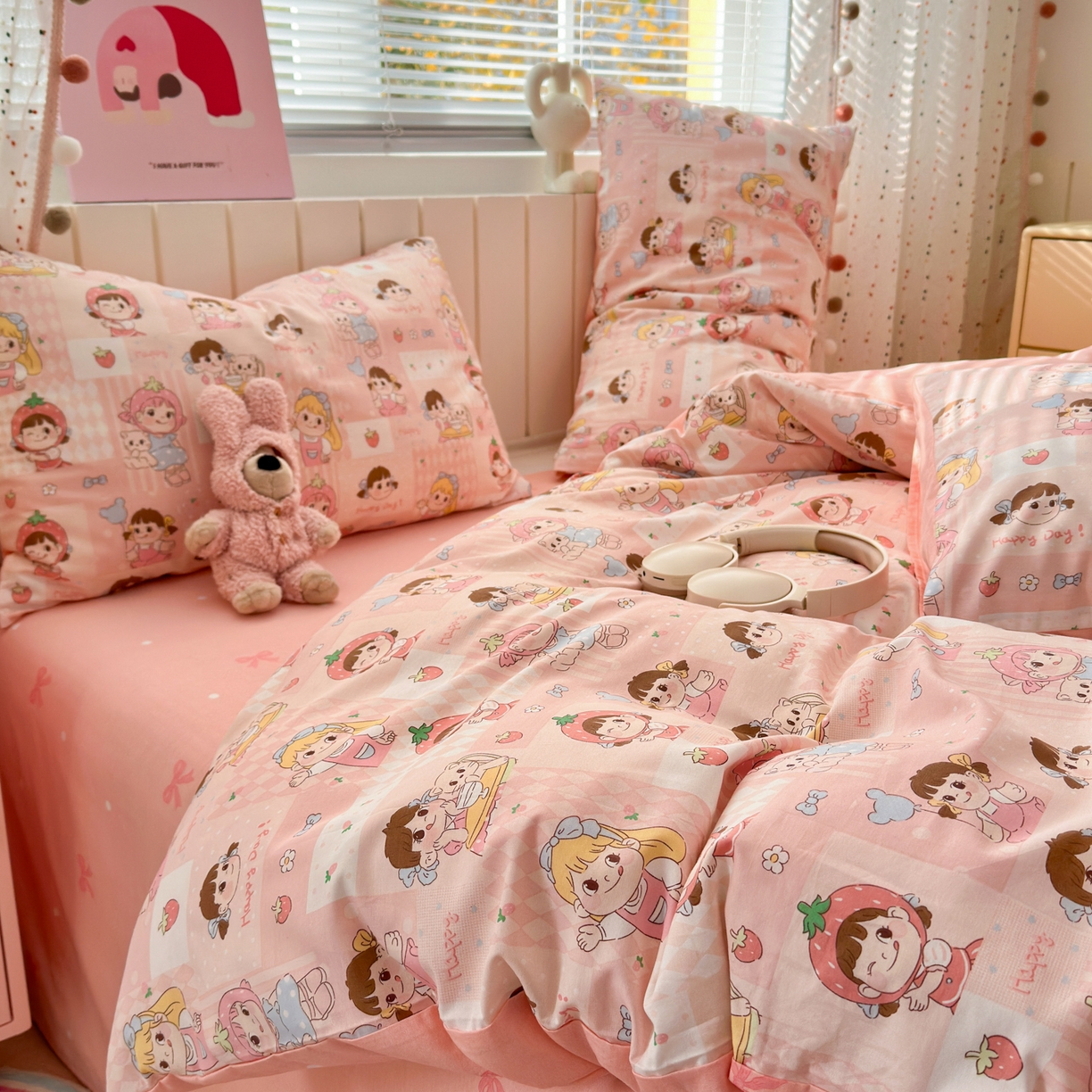 91家纺网 家纺一手货源 找家纺 （总）清雅福 2026春夏新款INS小清新40支全棉13372四件套第一批