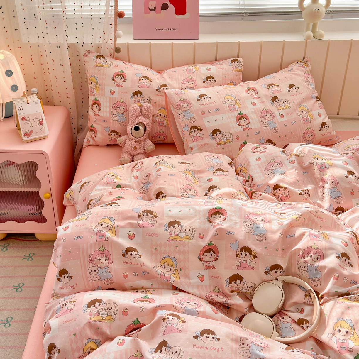 91家纺网 家纺一手货源 找家纺 （总）清雅福 2026春夏新款INS小清新40支全棉13372四件套第一批