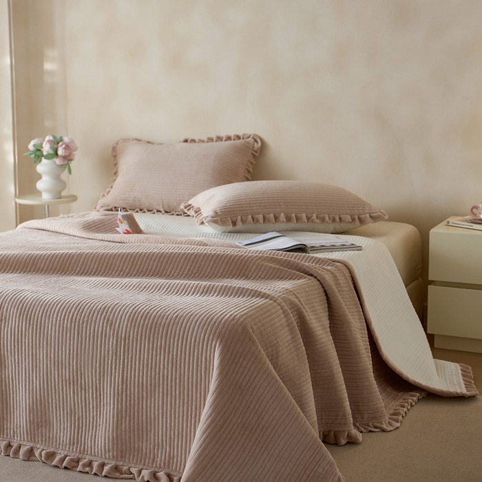 91家纺网 家纺一手货源 找家纺 （总）良品汇馆 2026新款秋冬保暖纯色绒布牛奶绒床盖三件套