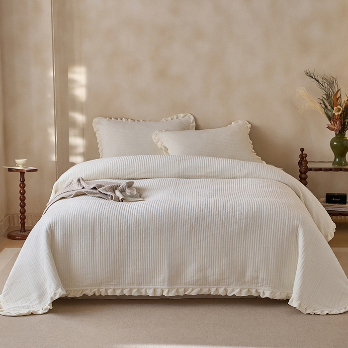 91家纺网 家纺一手货源 找家纺 良品汇馆 2026新款秋冬保暖纯色绒布牛奶绒床盖三件套 纯白