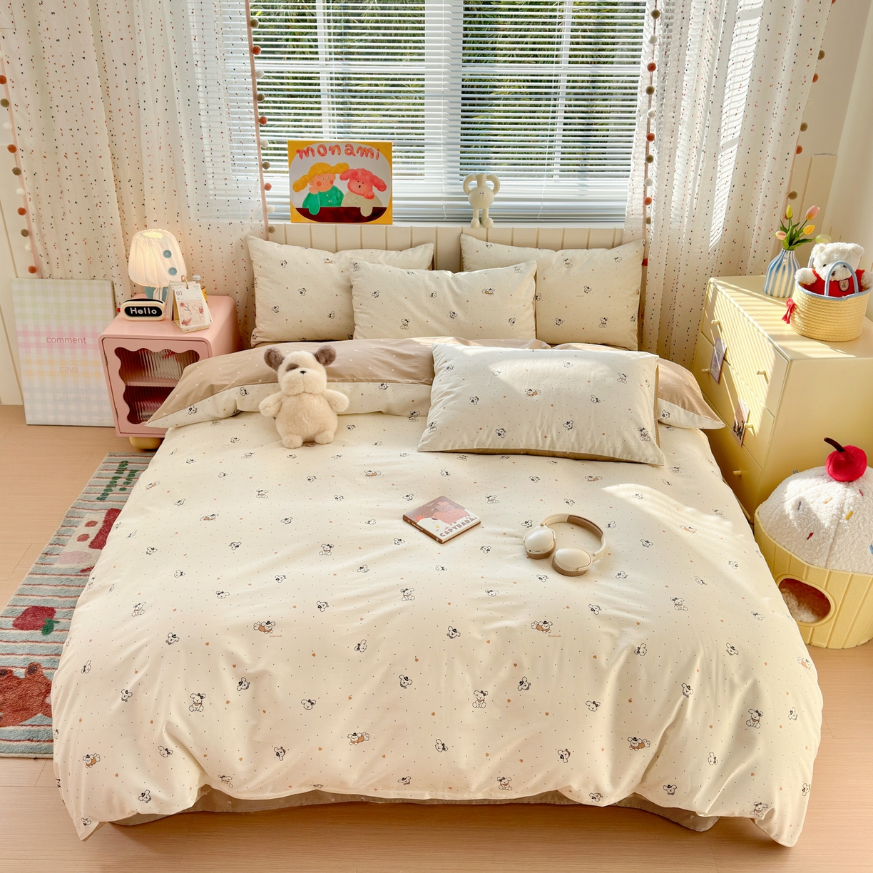 清雅福 2026春夏新款INS小清新40支全棉13372四件套第一批 点点小狗