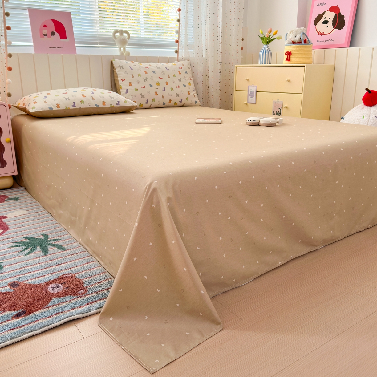 91家纺网 家纺一手货源 找家纺 清雅福 2026春夏新款INS小清新40支全棉13372四件套第一批 动物聚会