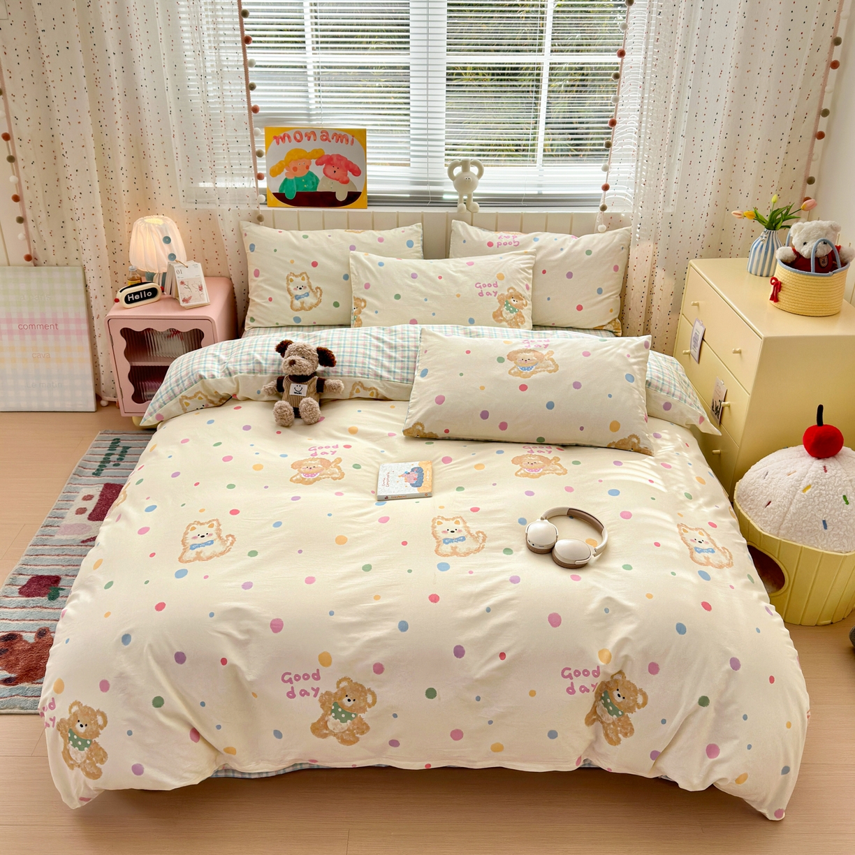 清雅福 2026春夏新款INS小清新40支全棉13372四件套第一批 假日小狗