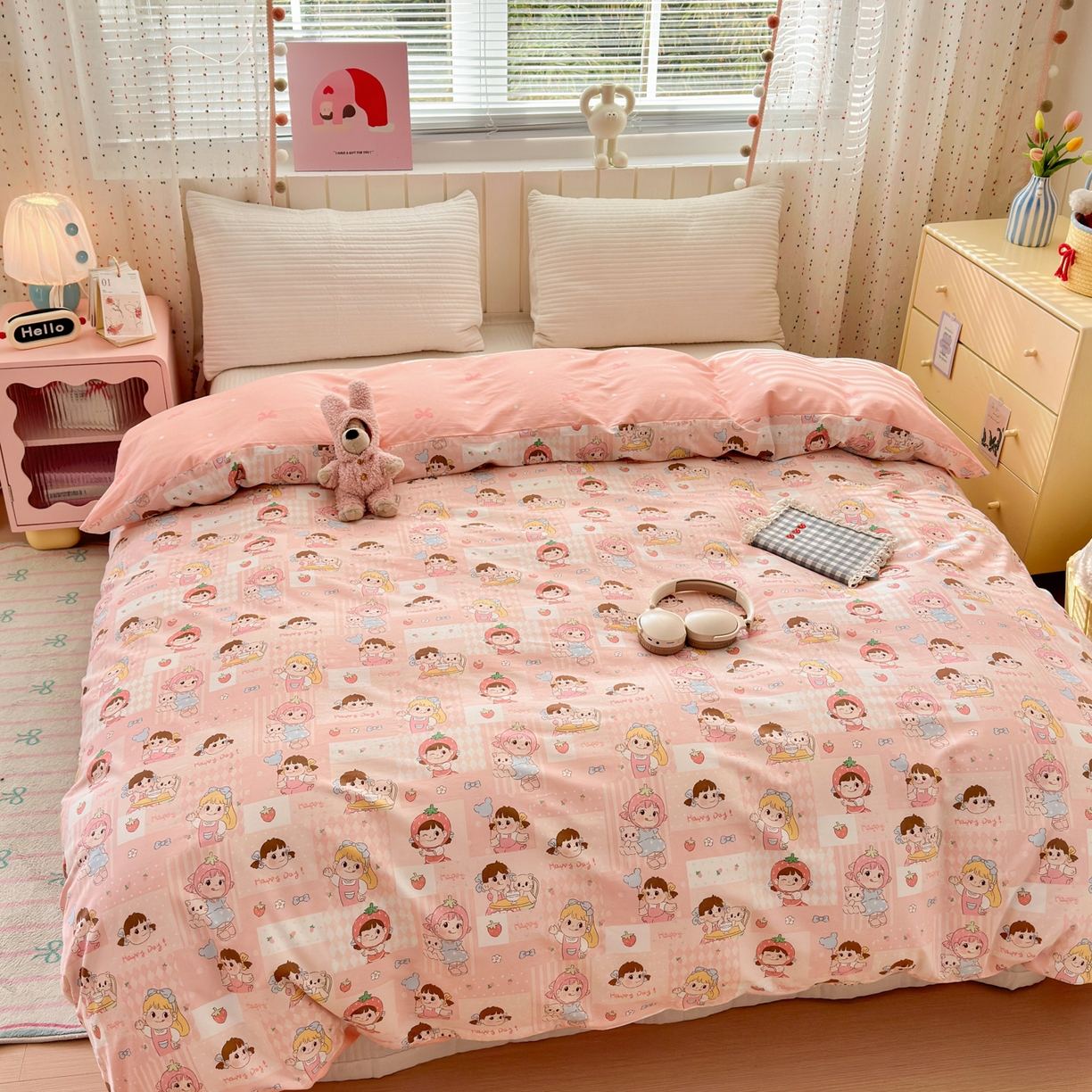 91家纺网 家纺一手货源 找家纺 （总）清雅福 2026春夏新款INS小清新40支全棉13372单被套第一批