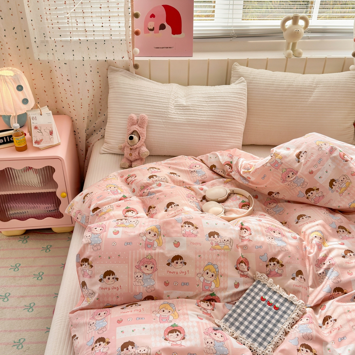 91家纺网 家纺一手货源 找家纺 （总）清雅福 2026春夏新款INS小清新40支全棉13372单被套第一批