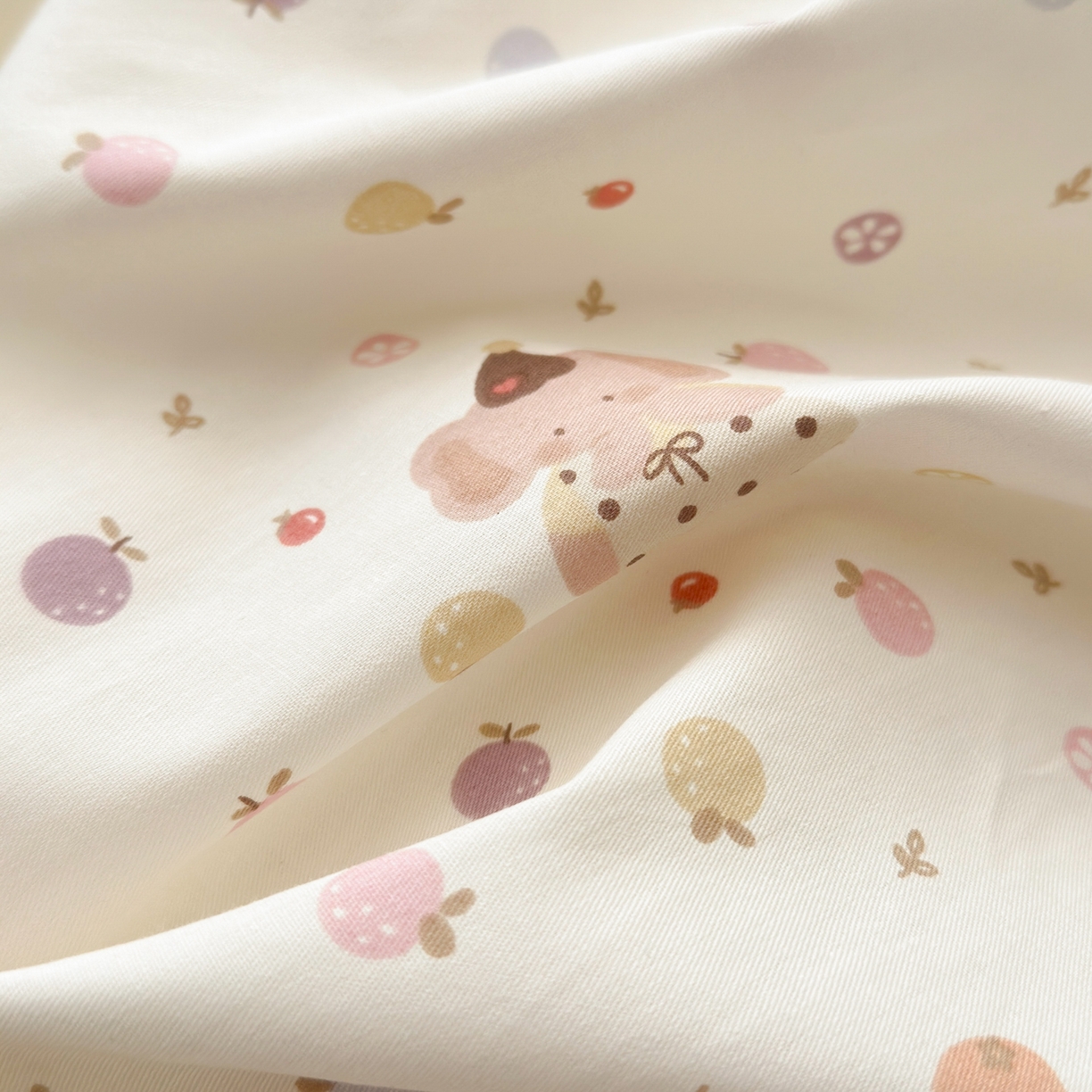 91家纺网 家纺一手货源 找家纺 清雅福 2026春夏新款INS小清新40支全棉13372单被套第一批 果子象