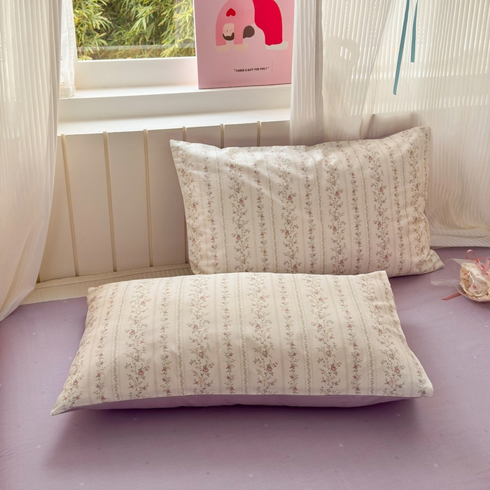 91家纺网 家纺一手货源 找家纺 （总）清雅福 2026春夏新款INS小清新40支全棉13372单枕套第一批