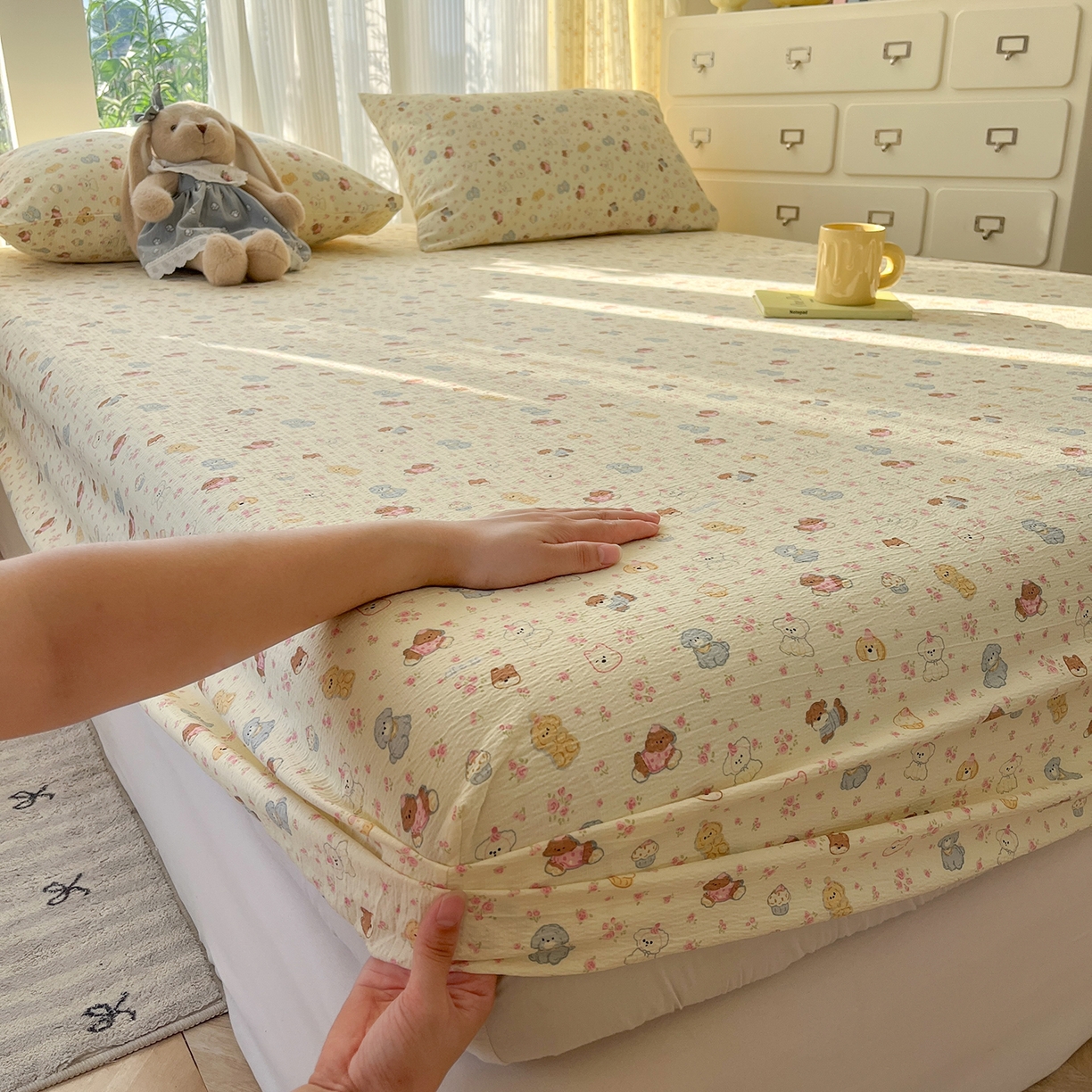 91家纺网 家纺一手货源 找家纺 （总）沐芷 2026 【提供买家秀】双层纱A类床笠单件/床笠三件套  床笠款床罩床垫保护套罩