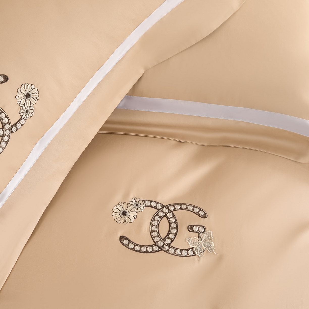 91家纺网 家纺一手货源 找家纺 新方向 2026年刺绣全棉100s贡缎长绒棉纯棉四件套-金伯妮 金伯妮-香槟