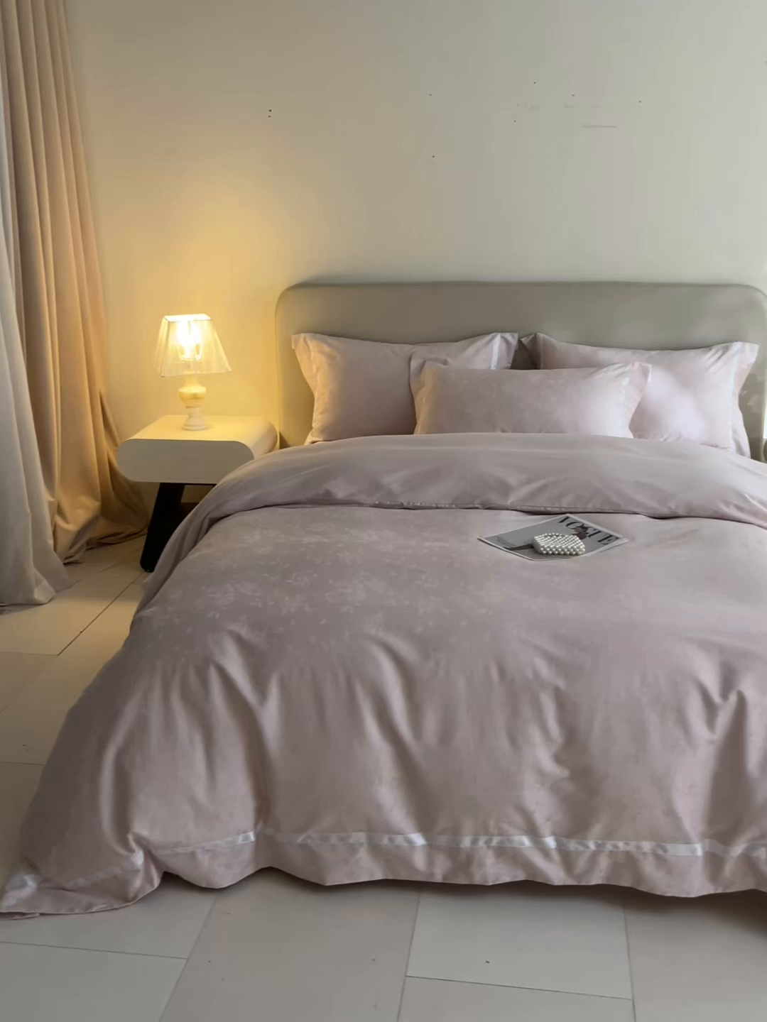 91家纺网 家纺一手货源 找家纺 新方向 2026年提花全棉100s贡缎长绒棉纯棉四件套-繁花 繁花-蔷薇粉