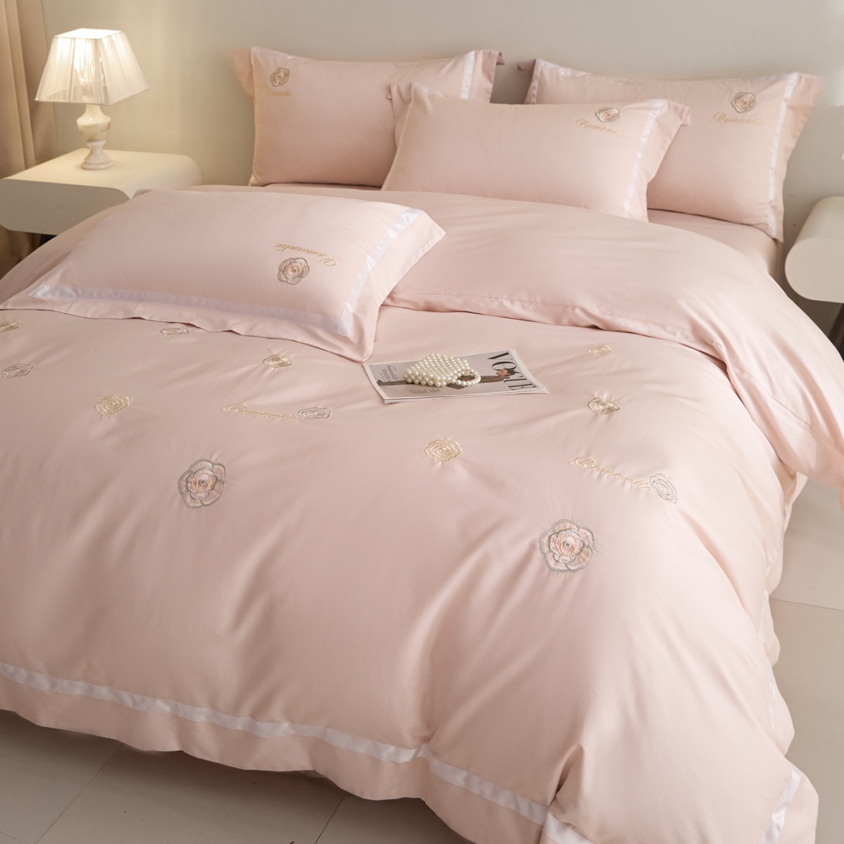 91家纺网 家纺一手货源 找家纺 （总）【控价】新方向 2026年刺绣50s双股全棉贡缎长绒棉纯棉四件套-半夏