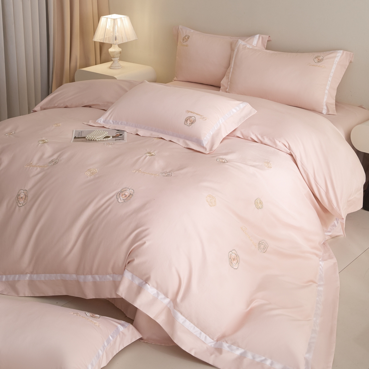 91家纺网 家纺一手货源 找家纺 （总）【控价】新方向 2026年刺绣50s双股全棉贡缎长绒棉纯棉四件套-半夏