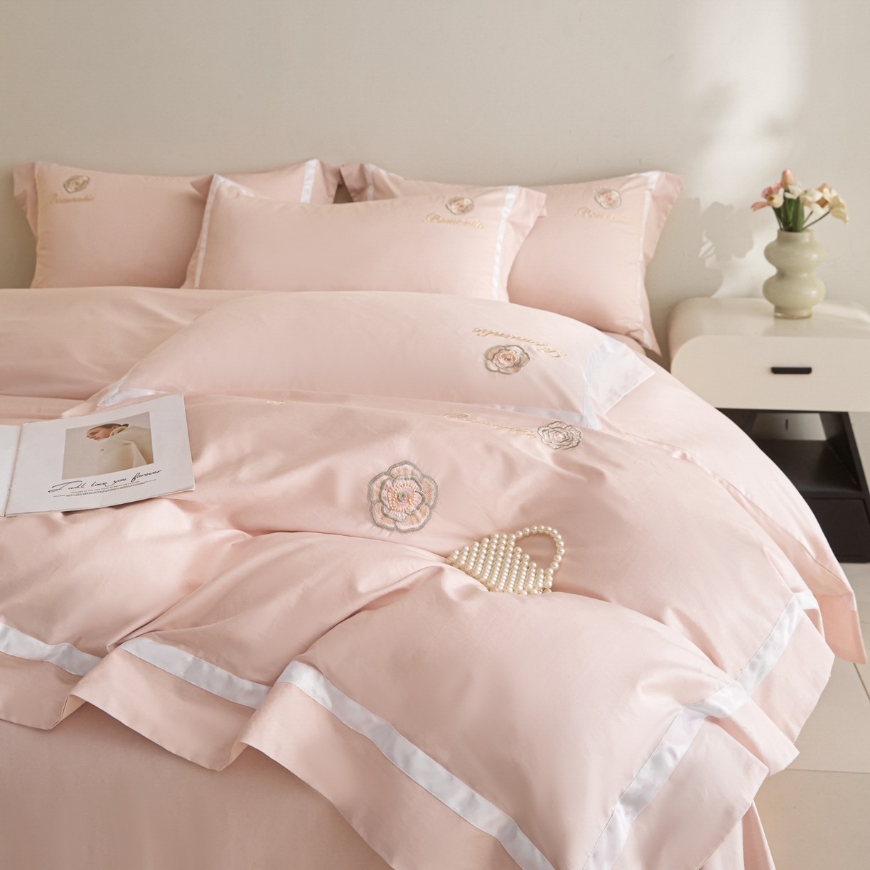 91家纺网 家纺一手货源 找家纺 （总）【控价】新方向 2026年刺绣50s双股全棉贡缎长绒棉纯棉四件套-半夏