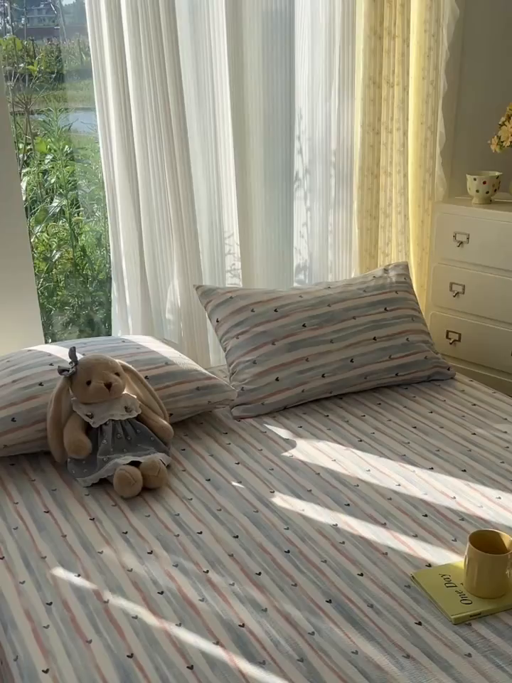 91家纺网 家纺一手货源 找家纺 沐芷 2026 【提供买家秀】双层纱A类床笠单件/床笠三件套  床笠款床罩床垫保护套罩 疏影之心