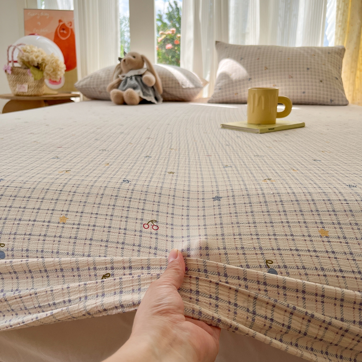 91家纺网 家纺一手货源 找家纺 沐芷 2026 【提供买家秀】双层纱A类床笠单件/床笠三件套  床笠款床罩床垫保护套罩 郁见