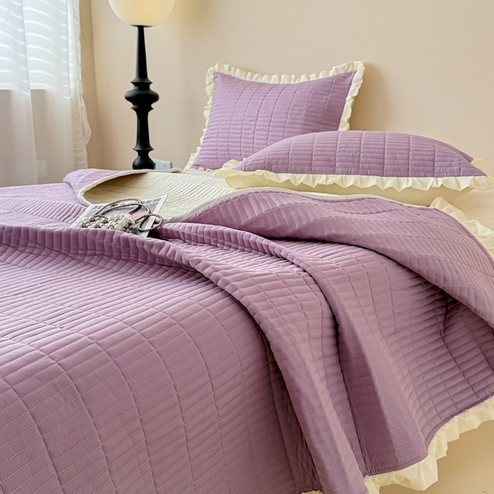 91家纺网 家纺一手货源 找家纺 （总）妮可 2026新款绗缝多功能四季款花边单床盖床盖单件单品床盖