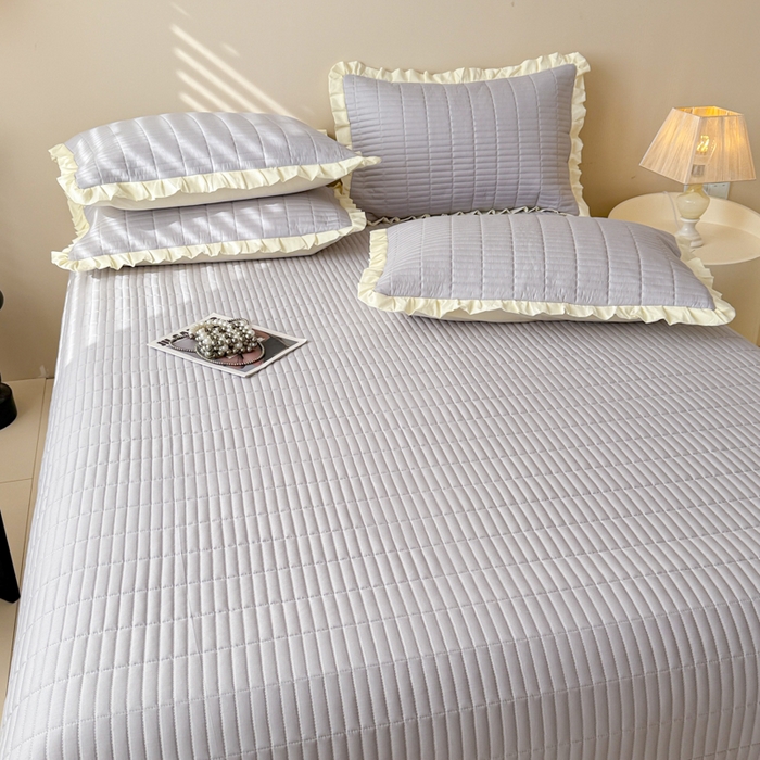 91家纺网 家纺一手货源 找家纺 妮可 2026新款绗缝多功能四季款花边单床盖床盖单件单品床盖 气质灰