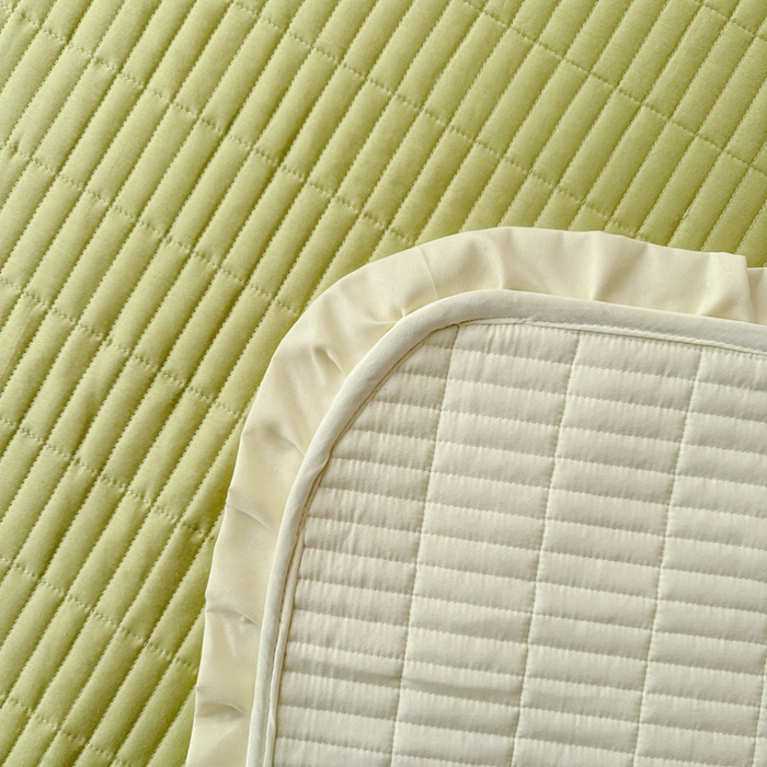 91家纺网 家纺一手货源 找家纺 妮可 2026新款绗缝多功能四季款花边单床盖床盖单件单品床盖 森林绿