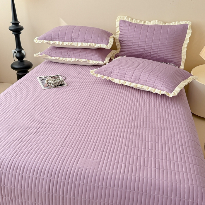 91家纺网 家纺一手货源 找家纺 妮可 2026新款绗缝多功能四季款花边单床盖床盖单件单品床盖 芝兰紫