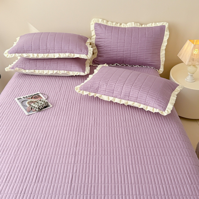 91家纺网 家纺一手货源 找家纺 妮可 2026新款绗缝多功能四季款花边单床盖床盖单件单品床盖 芝兰紫