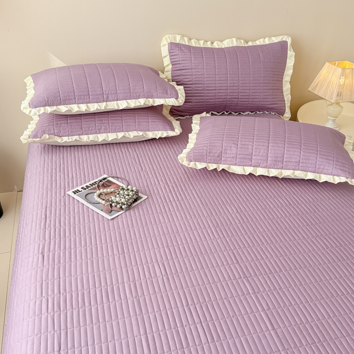 91家纺网 家纺一手货源 找家纺 妮可 2026新款绗缝多功能四季款花边单床盖床盖单件单品床盖 芝兰紫