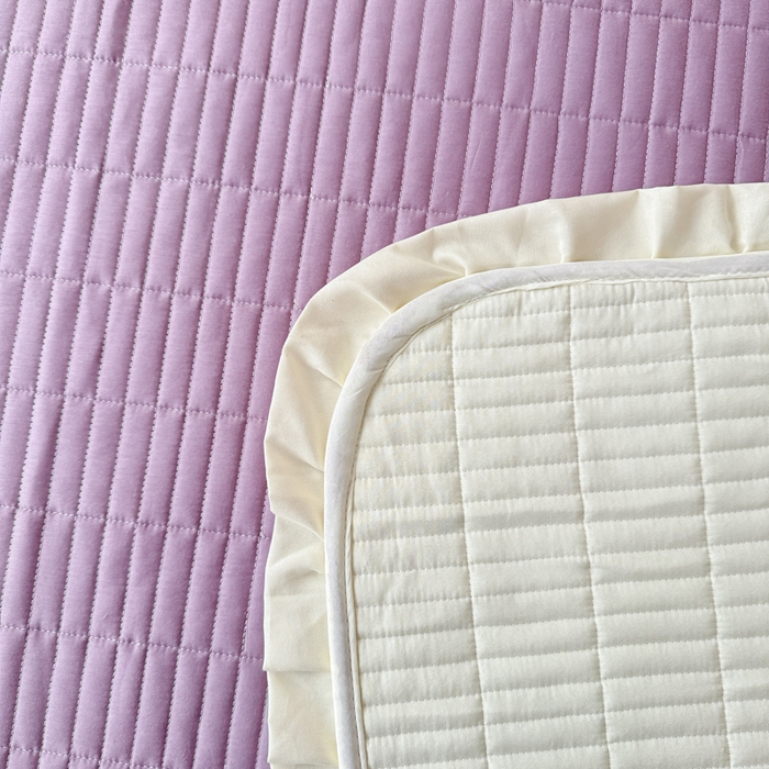 91家纺网 家纺一手货源 找家纺 妮可 2026新款绗缝多功能四季款花边单床盖床盖单件单品床盖 芝兰紫