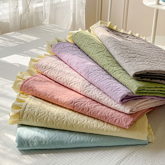 91家纺网 家纺一手货源 找家纺 妮可 2026新款全棉纯棉绗缝多功能四季款荷叶边单床盖床盖单件单品床盖 组合图仅供展示不可下单